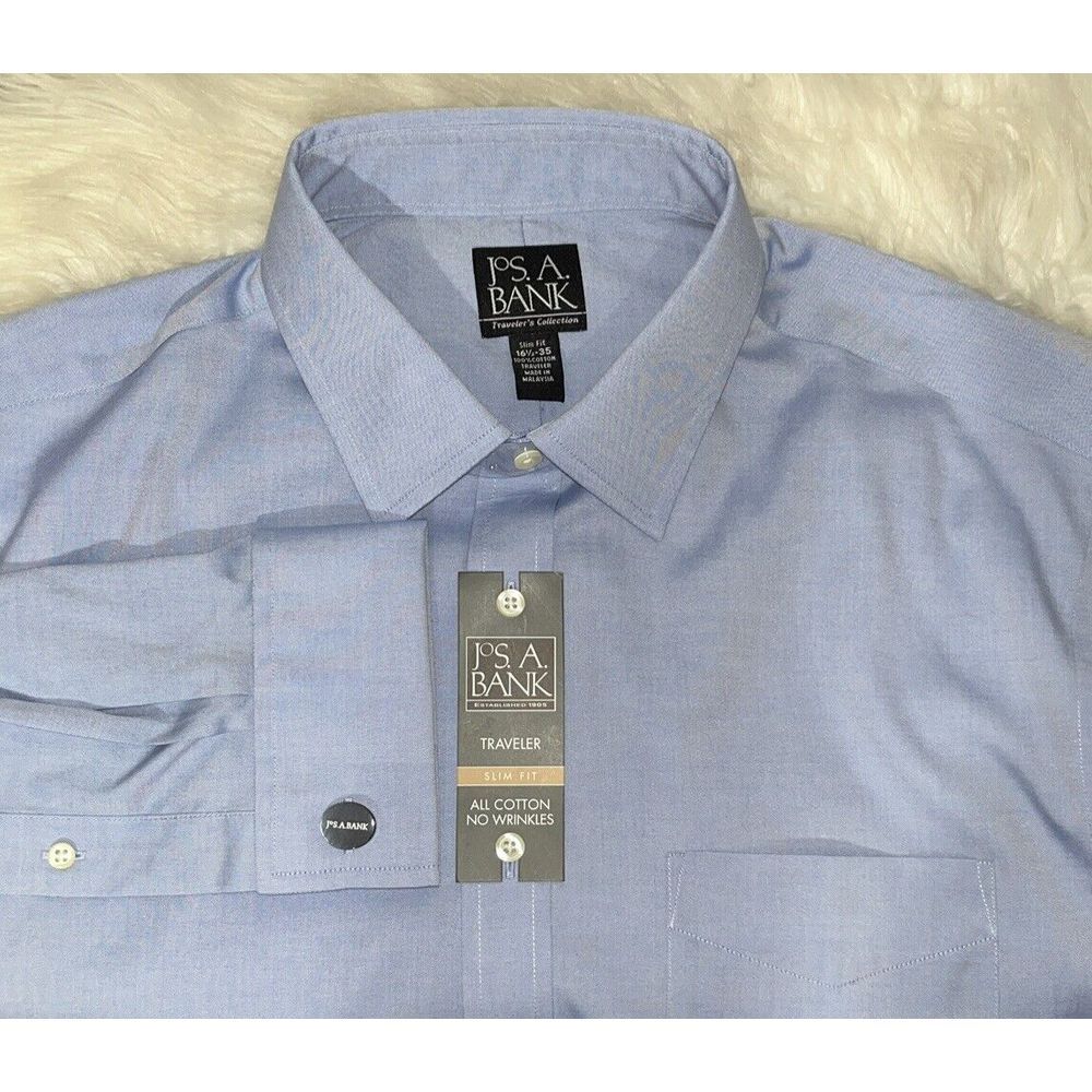 Jos A Bank Travelers‎ Collection Button-Down Collar Stripe Sportshirt 16-1/2 34
